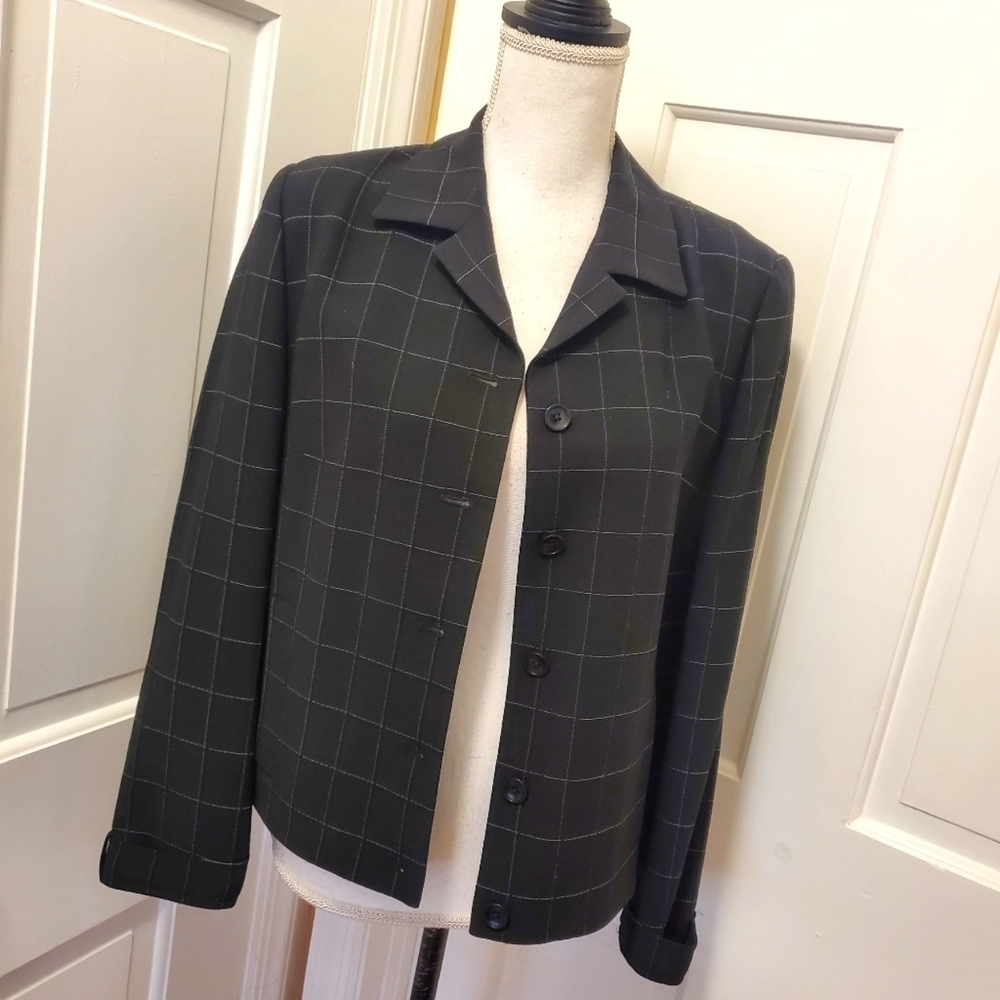 Talbots Collection Wool Blazer/Jacket Black/White Size 10, Classic, Business